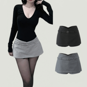 Chân Váy Giả Quần Vạt Chéo Đai Khóa Phong Cách Hàn Quốc - Tôn Dáng Cá Tính (Có Size S/M/L)